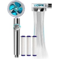 XVX - Handbrause (blau), wassersparender Anti-Kalk-Duschkopf, Hochdruck-Propeller-Duschkopf, 3-stufiges Filtersystem mit 3 austauschbaren von XVX