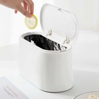 XVX - Kleiner Tisch-Mülleimer mit Deckel, Mini-Mülleimer für Küche, Büro, Bad, Toilette, Schlafzimmer, weißer Kunststoff-Mülleimer, kleiner XVX - Kleiner Tisch-Mülleimer mit Deckel, Mini-Mülleimer für Küche, Büro, Bad, Toilette, Schlafzimmer, weißer Kunststoff-Mülleimer, kleiner von XVX