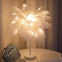 LED-Federlampe mit Fernbedienung – Elegante Nachttischlampe – Modern und minimalistisch – Weiß von XVX