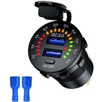 XVX - QC3.0 usb pd Typ c Autoladegerät Steckdose mit Voltmeterschalter Wasserdicht 36W 6A 12V dc 12V USB-Steckdose für Auto, Boot, Motorrad, lkw, von XVX