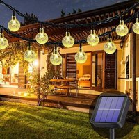 Solar-Lichterkette (warmweißes Licht), 7 m, 50 LEDs, wasserdichte Solarlichter, 8 Modi, Solar-Gartenleuchten für Hof, Veranda und von XVX