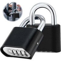 XVX - Vorhängeschloss mit 4-stelliger Zahlenkombination, 52 mm schwarzes Vorhängeschloss mit 8 mm dickem Bügel, Sicherheitsvorhängeschloss aus XVX - Vorhängeschloss mit 4-stelliger Zahlenkombination, 52 mm schwarzes Vorhängeschloss mit 8 mm dickem Bügel, Sicherheitsvorhängeschloss aus von XVX