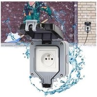 XVX Wasserdichte Steckdose, IP66 2P+T 16A Steckdose komplett mit Staubschutz für Gärten Außenwände Badezimmer Küchen Keller Waschküchen Garagen von XVX