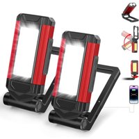 XVX - Wiederaufladbare LED-Arbeitsleuchten, 2er-Pack, LED-Arbeitsleuchten für Mechaniker mit Schwenkständer und Klapphaken, COB-Taschenlampe mit XVX - Wiederaufladbare LED-Arbeitsleuchten, 2er-Pack, LED-Arbeitsleuchten für Mechaniker mit Schwenkständer und Klapphaken, COB-Taschenlampe mit von XVX