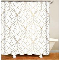 Design Duschvorhang Gold Line Gelbe Dreiecke Bad Textilvorhang Anti-Schimmel Waschbar Effekt Duschvorhang Vorhang 12 Ringe c Geringes Gewicht von XVX