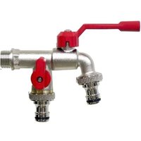 X Doppelauslass-Außenwasserhahn, geeignet für Waschmaschine, frostsicherer Wasserhahn, geeignet für Gartenbalkon (gebürstetes Rot) von XVX