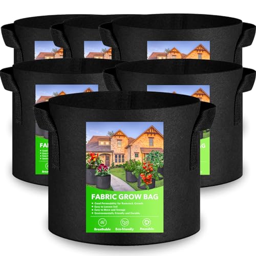 XVZ Pflanzsack, 6 Stück 40L Vliesstoff Pflanzsäcke für Kartoffeln Tomaten Erdbeeren Paprika Karotten - 10 Gallonen Schwarz von XVZ