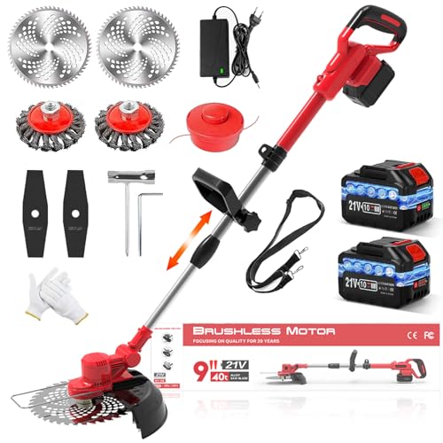 Rasentrimmer mit Akku und Unkrautbürste,4 In 1 Akku Rasentrimmer für Makita Akku, 21V Freischneider Akku – 2X4000mAh Akku,Elektro Motorsense Teleskopische Verstellung für Rasen Garten,Rot Rasentrimmer mit Akku und Unkrautbürste,4 In 1 Akku Rasentrimmer für Makita Akku, 21V Freischneider Akku – 2X4000mAh Akku,Elektro Motorsense Teleskopische Verstellung für Rasen Garten,Rot von XWFKJGS