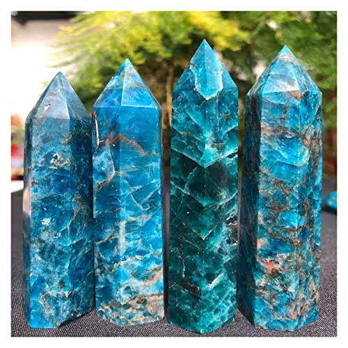 Natürlicher blauer Apatit-Punkt-Kristallstein-Turm-Reiki-Zauberstab for Heimdekoration 60-90 mm (Color : One Size, Size : 70-80mm) von XWFNQSF