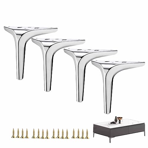 XWJOYW Möbelbeine, 4er-Set, Moderne dreieckige Sofabeine aus Metall, Schrankstützbeine, Ersatzsesselfüße für Schrank, Schrank, Sofa, Couch, Stuhl (10 cm (3,9 Zoll), Silber) von XWJOYW