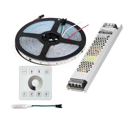 10 m/Rolle DC 24 V WS2811 Festzeltlicht mit 120 LED-Perlen/Meter, fließendes Licht, Full-Touch-Panel-Controller, natürliches Weiß, warme Farbe(Red,10m Full set) von XWMGOQNZ