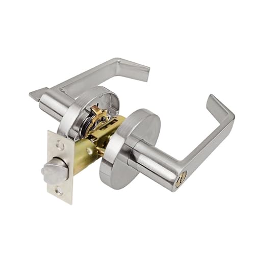 Badezimmergriff aus Zinklegierung HC-603 mit Dreihebelschloss und schlüsselloser Dreihebelgriffverriegelung(HC 603 steel color with key hole) von XWMGOQNZ