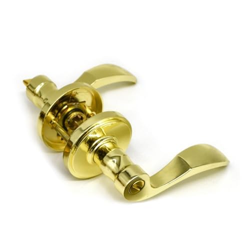 Badezimmergriff aus Zinklegierung HC-604 mit Dreihebelschloss und schlüsselloser Dreihebelgriffverriegelung(HC 604Golden has keyhole) von XWMGOQNZ