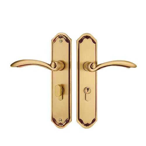 Chinesischer Stil aus reinem Kupfer for Innenschlafzimmer, Türschloss, komplett aus Kupfer, for Zuhause, Massivholz, stiller Raum, chinesischer Stil for Zuhause, Türgriff(HC 5524 rose gold) von XWMGOQNZ