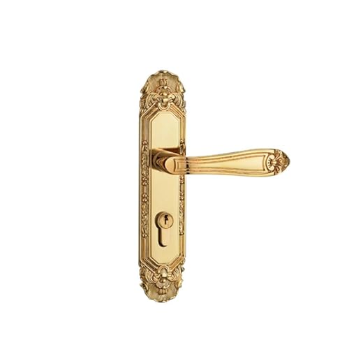 Chinesischer Stil aus reinem Kupfer for Innenschlafzimmer, Türschloss, komplett aus Kupfer, for Zuhause, Massivholz, stiller Raum, chinesischer Stil for Zuhause, Türgriff(HC 6106Golden) von XWMGOQNZ