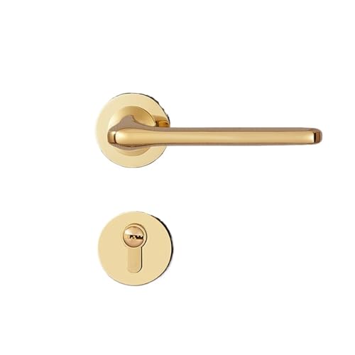 Goldenes Türschloss, leichtes Luxus-Innenschlafzimmer, magnetisch, leise, PVD-Zimmertürschloss, nordisches einfaches Holztürschloss, geteiltes Schloss(Golden) von XWMGOQNZ
