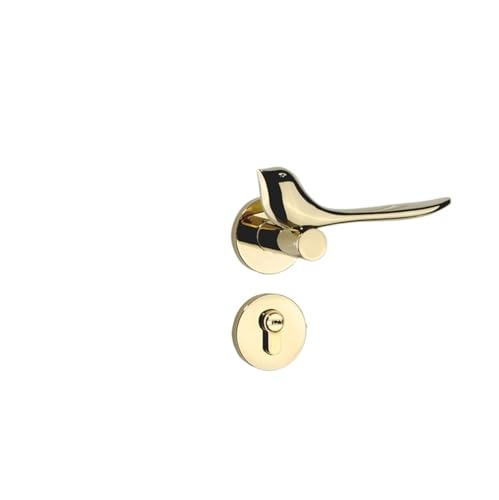 Goldenes Türschloss for den Innenbereich, Schlafzimmer-Türschloss, Vogel-geteiltes magnetisches geräuschloses Türschloss, Heimschloss, Holztürgriff(E bright gold silent with key) von XWMGOQNZ