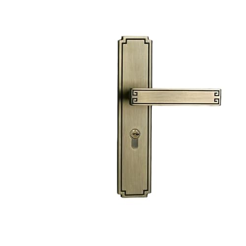 Innentürschloss im chinesischen Stil for Schlafzimmer, Zimmer, schwarze Zinklegierung, massiver Griff, Kupferkern, Griffschloss, geräuschloses Türschloss(Bronze B one piece lock) von XWMGOQNZ