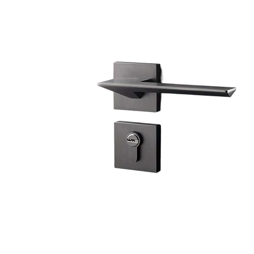 Innentürschloss schwarz einfaches geräuschloses Holztürgriffschloss magnetisches geteiltes Schlafzimmerschloss aus Zinklegierung(Steel gray 58 mechanical) von XWMGOQNZ