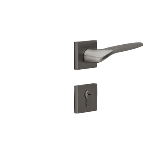 Reines Kupfer Innenhaus Schlafzimmer Badezimmer magnetischer leiser Türgriff Villa Vollkupfergriff Holztürschloss(Steel gray) von XWMGOQNZ