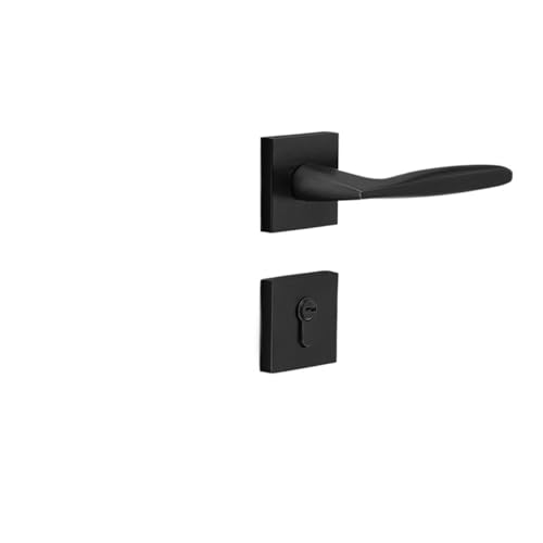 Schlafzimmertürschloss, quadratisch, geteilter Typ, geräuschloser Griff, modernes, einfaches Türschloss aus Zinklegierung for den Innenbereich(Elegant black) von XWMGOQNZ
