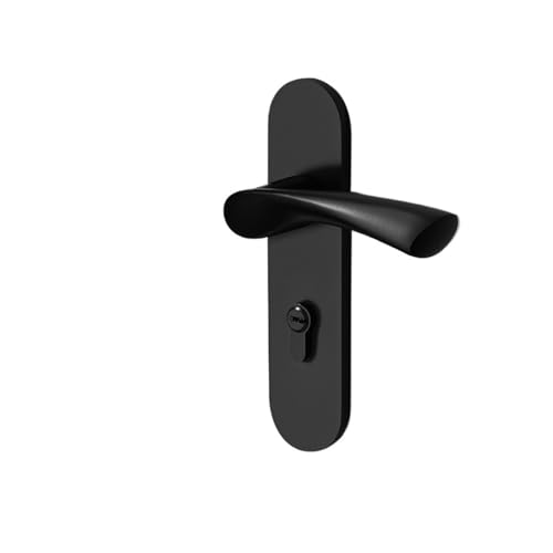 Space Aluminium Split Lock Silent Schlafzimmer Türschloss Haushalt schwarzer Aluminiumgriff Holztürschloss(H style one piece lock) von XWMGOQNZ