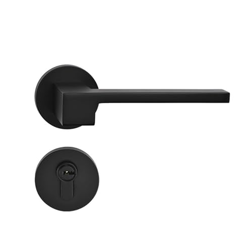 Split-Schloss aus Zinklegierung HC-041 Holztürschloss for den Innenbereich, moderner, einfacher Türgriff(Matt black) von XWMGOQNZ