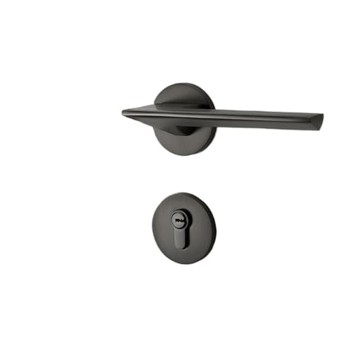 Türschloss Innenschlafzimmertürschloss Modernes Haushaltsschloss Magnetischer geräuschloser Türgriff Geteiltes schwarzes graues Holztürschloss(C silent 35-50mm) von XWMGOQNZ