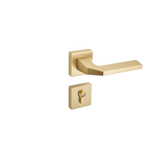 XWMGOQNZ Goldenes Türschloss, Schlafzimmer, geteiltes Schloss, magnetisch, geräuschlos, modern, einfacher Zimmertürgriff, gebürstetes, Holztürschloss for den Innenbereich(Model D silent) von XWMGOQNZ