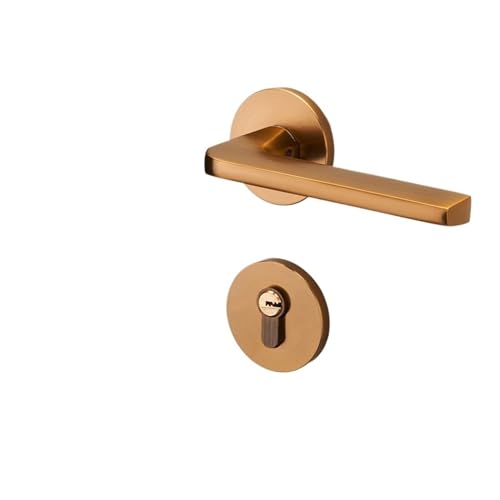 XWMGOQNZ Türschloss Innenschlafzimmer Nordic Black Split Türschloss Haushaltstürgriff Stille magnetische Massivholztürschloss Zimmertürschloss(B Yellow Bronze Silent 35-50mm) von XWMGOQNZ