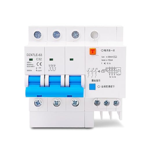1 Pcs DZ47LE-63 3P 16-63A 400V Drei-Phase Fehlerstromschutzschalter Überlast Schutz Industrie Grade(63A) von XWMSCLAK