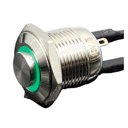 1 STÜCK 16 MM Edelstahl-Metallknopfschalter beleuchteter Ring LED 3 V 5 V 12 V 24 V 220 V Momentary Push Nicht fixiert Hoher Kopf MAX 10A(Yellow,3V) von XWMSCLAK