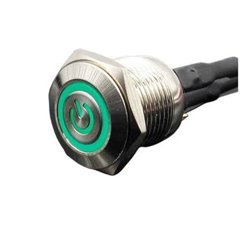 1PC 16MM mit LED 3V 5V 12V 24V 220V Metall Taste Schalter Momentary push button auto reset wasserdicht beleuchtet(Green,3V) von XWMSCLAK
