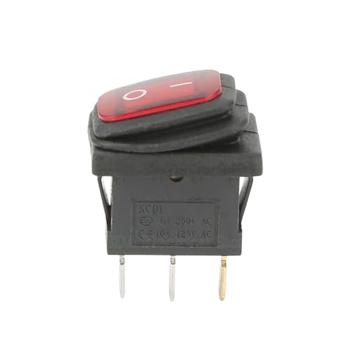 2 Stücke KCD1 220 V LED-Licht 10A 250 V AC AUF AUS 2/3 Position 2/3 Pin Auto Armaturenbrett Boot Marine Wasserdicht Wippschalter(Red ON OFF,3 Pin With Light) von XWMSCLAK
