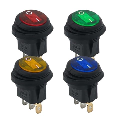 2 stücke KCD105Waterproof Taste mit 12 V 220 V Licht Rocker Schalter Öffnung 20 MM Boot-förmigen Runde 3 pin Silber Punkt Schalter(Yellow 3pin,220V) von XWMSCLAK