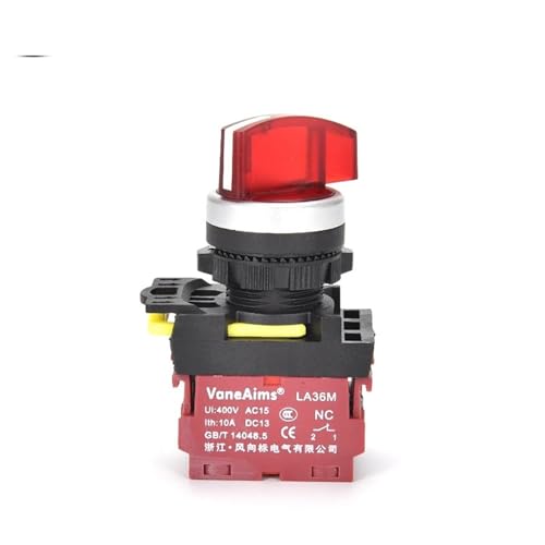 22mm LA36M Drehschalter mit LED-Licht 12V 24V 220V Knopfwähler 2 Positionen 3 Positionen Start Stop Schalter Ein Aus(2NO_2 POSITION-LONG_6V) von XWMSCLAK