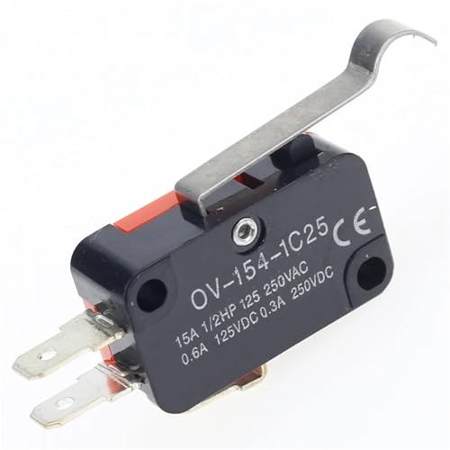 5 Stück V-154-1C25 langer Griff Roller Snap Action Push Button SPDT Momentary On-Off Micro Limit Switch 15A 250V Rot/Schwarz 5 Stück V-154-1C25 langer Griff Roller Snap Action Push Button SPDT Momentary On-Off Micro Limit Switch 15A 250V Rot/Schwarz von XWMSCLAK