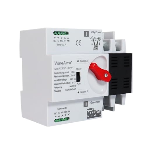 Automatischer Transferschalter 220 V Din-Schiene Automatischer Umschalter 2P Dual Power Selector Switches Generator Solar 63 A 100 A(63A (PV Solar Type)) von XWMSCLAK