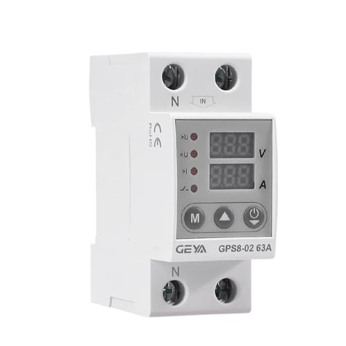 GPS8 Einphasen-Spannungsschutz 40A 63A 80A Din-Schiene 230V Einstellbares Spannungsschutzrelais mit Stromschutz(GPS8-02-Upper Wiring,63A) von XWMSCLAK