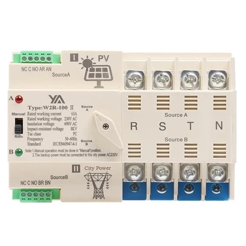 W2R Grid PV System Power Transfer zu Stadt Power Dual Power Automatische Transfer Switch Din Rail 4P 63A 100A AC220V ATS 110V(4P 100A,PV 110V) von XWMSCLAK