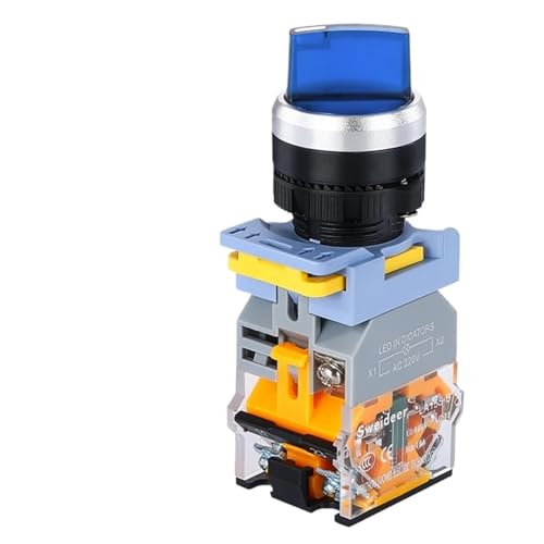 Wahlknopf Drehschalter mit LED-Verriegelung Momentan 22MM 2NO 1NO1NC 2 3 Positionen 10A LA38 Netzschalter EIN/AUS 36V 110V 380V(2NO2NC_3 POSITION SELF-LOCK_380V) von XWMSCLAK