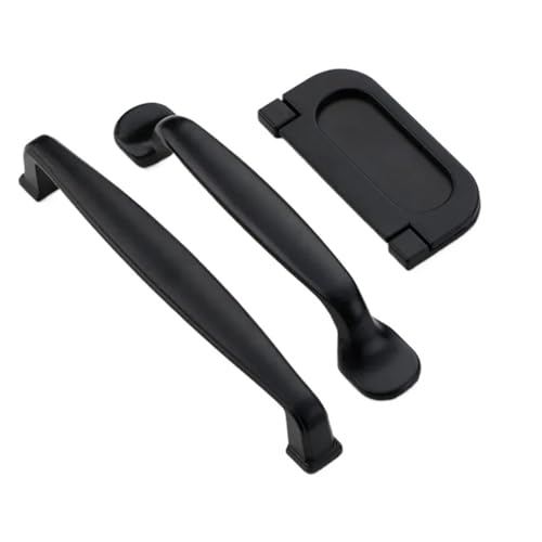XWMSCLAK 1/4/10 Einloch-Schrankgriff, schwarze Möbelbeschläge for Schubladenschränke, Kleiderschrank, Schranktürgriffe(Style2 128mm,4pcs) von XWMSCLAK