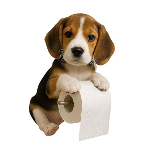 XWNGDAFEVF Welpen Gewebehalter Wandmontiert Rolle Spender Lustig Hund Papier Handtücher Rack Realistisch 3D gedruckt Toilette Papierhalter Badezimmer Dekor, Beagle von XWNGDAFEVF