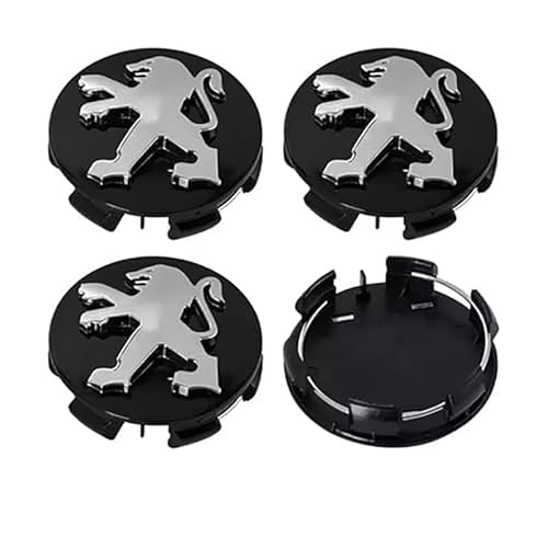 XWSBUDE 4 Stück Auto Radnabenkappen, für Peugeot 108 206 207 208 307 308 508 3008 60MM Dauerhaft Kratzfest Radnabenabdeckung Wasserdicht Staubdicht Reifen Felgen Zubehör,C von XWSBUDE