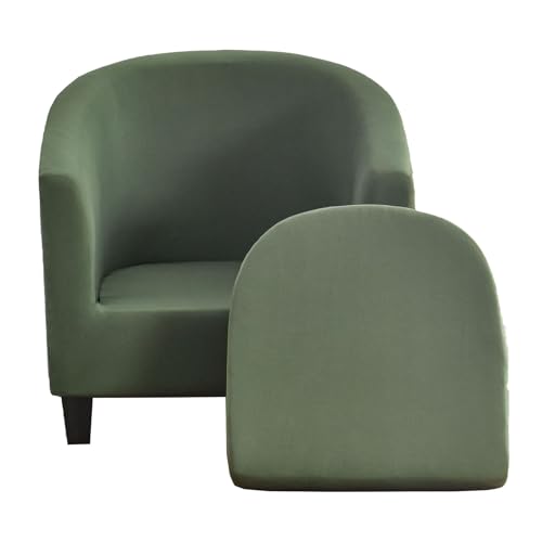 XWSM 2 Stück Clubsessel Schonbezug Sessel Couch Sofabezug Wannenstuhl Bezug Runder Fass-Stuhlbezug Möbelschutz for Wohnzimmer Hotel Schlafzimmer (Color : Green, Size : One) von XWSM
