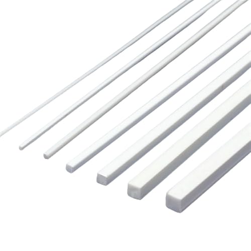 10 Stück weiße Vollstäbe, 1 x 1 mm – 10 x 10 mm quadratische ABS-Kunststoffstäbe, Länge 250 mm ABS-DIY-Material for Modellteilzubehör(2x2mm) von XWTOOL