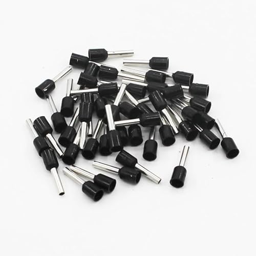 100PCS Isolierte Aderendhülsen Crimp Terminal E2508 Elektrische Draht Terminal Eletrico Kabel Ende Draht Stecker E0508 ​​E7508 E1008 E1508 (Color : Black, Size : LINE CONNECTOR_1.5MM2) von XWTOOL