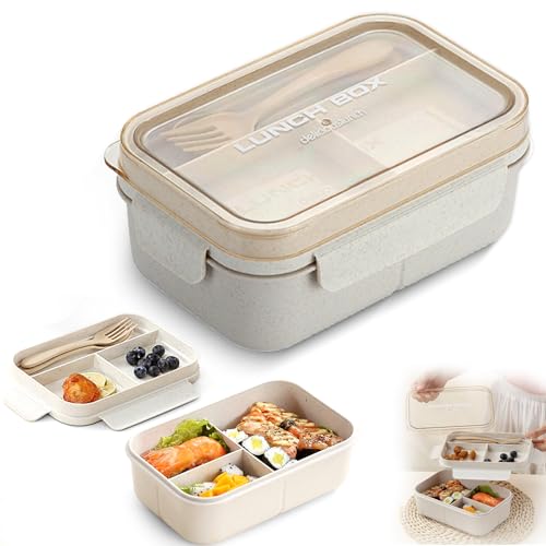 XWUX Bento Box Lunchbox mit 5 FäChern und Besteck,1200ml Brotdose Auslaufsicher für Kinder Erwachsene, SpüLmaschinenfest Mikrowellengeeignet, Brotdosen für Schule Arbeit Picknick Reisen von XWUX