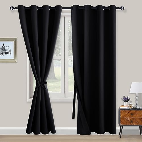 XWZO Blickdichte Vorhänge Verdunklungsvorhänge mit Ösen 2 Stücke Gardienen mit Raffhalter Lichtundurchlässige Vorhänge für Schlafzimmer,WonhzimmerBüro, 200x140 cm, Schwarz XWZO Blickdichte Vorhänge Verdunklungsvorhänge mit Ösen 2 Stücke Gardienen mit Raffhalter Lichtundurchlässige Vorhänge für Schlafzimmer,WonhzimmerBüro, 200x140 cm, Schwarz von XWZO