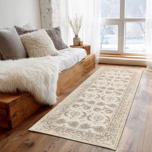 XWZO Läufer, 60 x 182 cm, waschbarer Flurläufer mit rutschfester Unterseite, auslaufsicher, schmutzabweisend, Bodenmatte für Eingangsbereich, Flur, Schlafzimmer, Küche, Wohnzimmer, weicher von XWZO